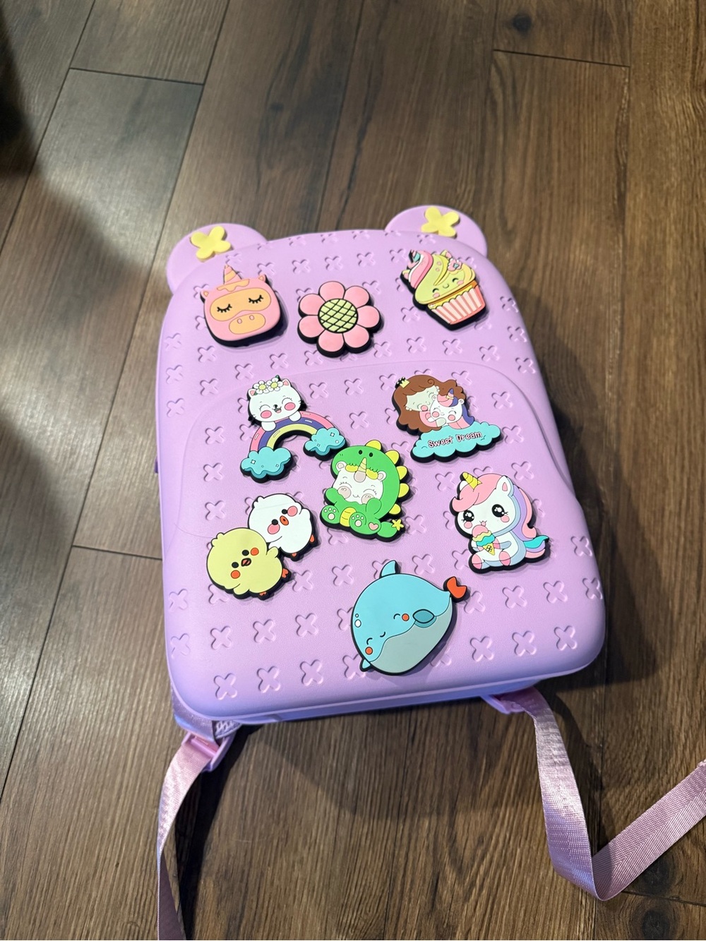 Cute Purple Kids Backpack with Cartoon Pins